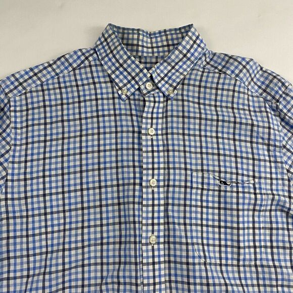Vineyard Vines Slim Fit Tucker Shirt Linen Blend Sz L L/S Button Shirt Blue - Picture 5 of 8